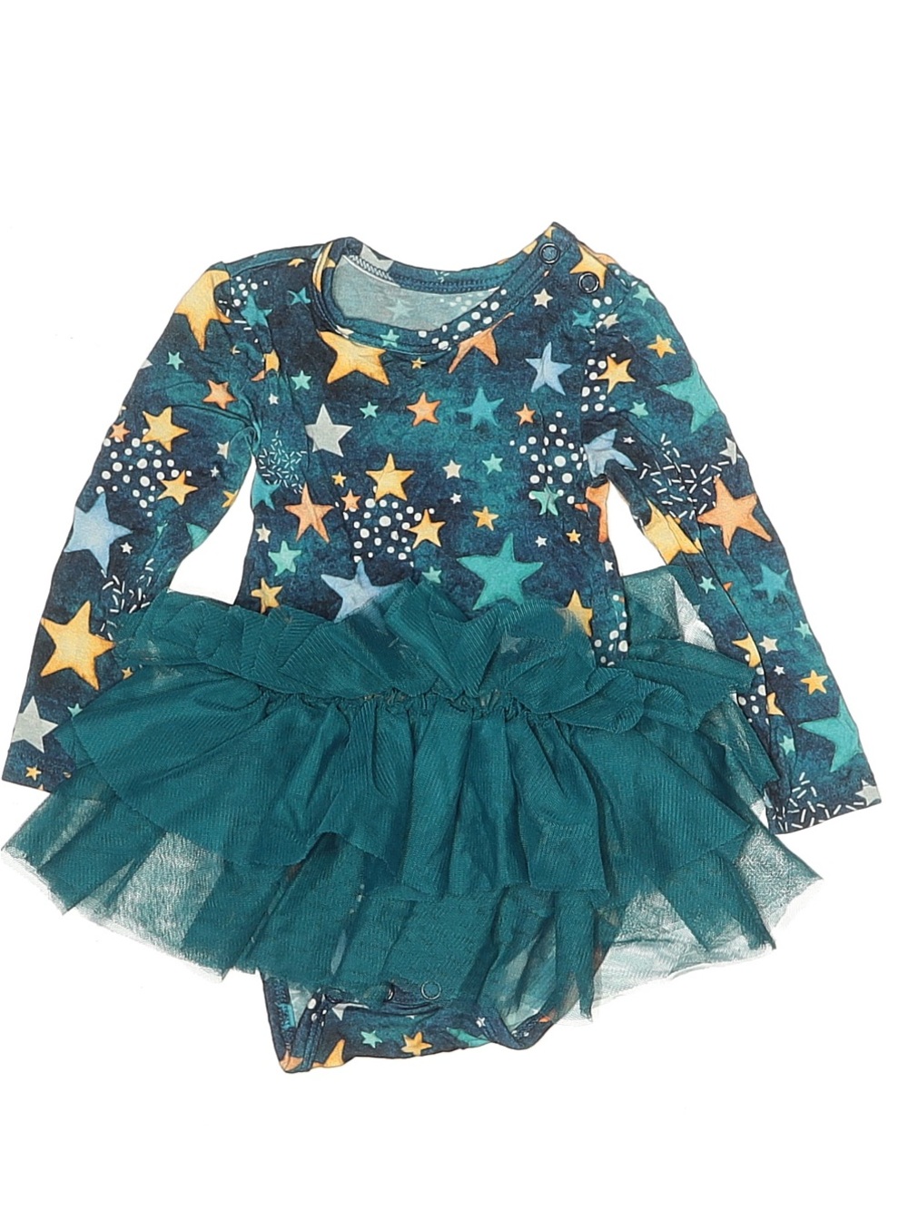 Posh Peanut Teal and White Star Print Bodysuit